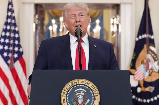 ජාතිය අමතමින් ට්‍රම්ප් ඉරාන යුද්ධය සාධාරණීකරණය කරයි.